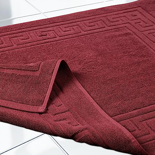 Superior Heavyweight Cotton Bath Mats, 2-Piece Rugs For Bathroom Accessories, Washable Rug For Shower, Toilet, Modern Decor, No Backing, Luxury Hotel And Spa Quality, Set of 2, 22" x 35", Burgundy - color: Burgundy, size: 22" x 35" (Set of 2)