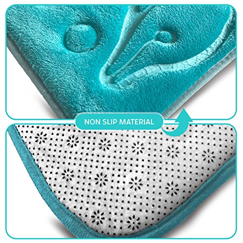 Bathroom Rug Set 5 Piece - Memory Foam Bathroom Mat Set, Soft and Comfortable, Non-Slip Thick Absorbent Bath Mats, Machine Washable, Teal - color: Teal