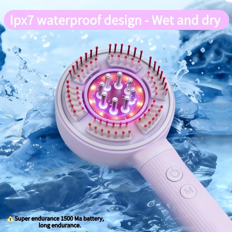 KRYO Trvtve 4-in-1 Electric Scalp Massager for Hair Growth with Detachable Design, 3D Bionic Finger & Red Light Blue Light and Red-Blue Light Modest Therapy, IPX7 Waterproof for Men Women