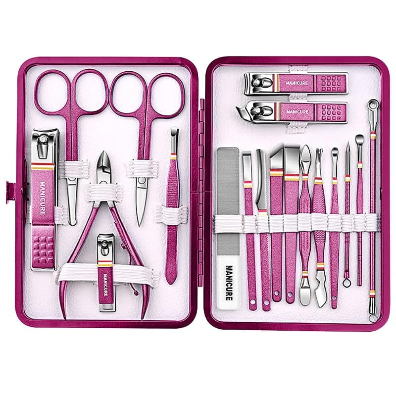 Manicure Pedicure Set, 19-Piece Premium Stainless Steel Grooming Kit Crafted with Care – Professional Nail Clippers & Tools with Travel Case for Men & Women