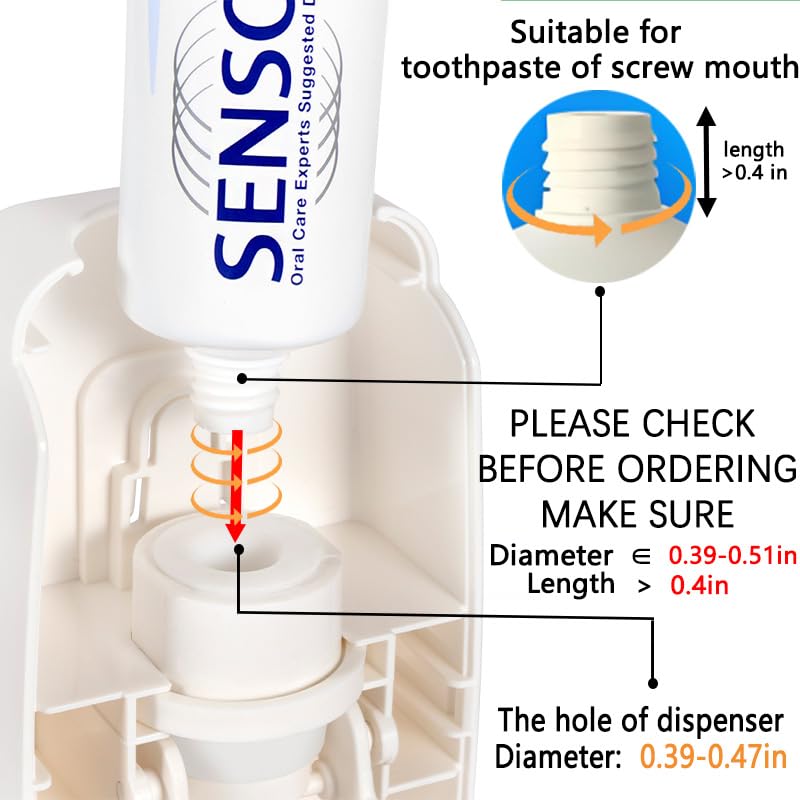 Toothbrush Holder and Toothpaste Dispenser Set, Automatic Toothpaste Squeezer Dispenser, Dispenser Toothpaste Squeezer Kit, Wall Mounted Bathroom Accessories (White) - color: White