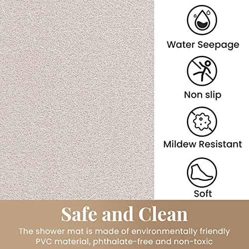 Shower Mat Bathtub Mat Non-Slip,24x16 inch, Soft Tub Mat with Drain,PVC Loofah Bath Mat (Phthalate Free) for Tub and Bathroom,Quick Drying,White - color: White, size: 24" x 16" (Rectangular)