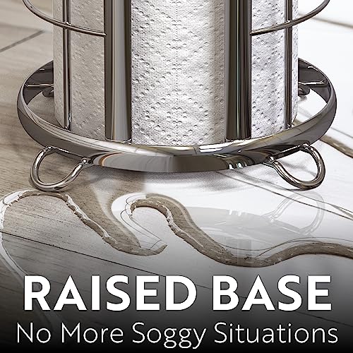 BROOKSTONE, Shiny Chrome Toilet Paper Holder, Freestanding Bathroom Tissue Organizer, Minimalistic Storage Solution, Modern & Stylish Design [Holds MEGA Rolls] - color: Chrome