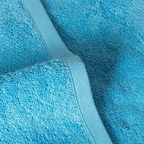 SALBAKOS 100% Turkish Cotton Bath Towel Set of 4 27x54 inch | Heirloom Quality | Hotel & Spa Collection | Ultra Soft, Super Absorbent, Long Lasting Bath Towels | Made in Turkey (Aqua, 4 Bath Towels) - color: Aqua, size: 4 Bath Towels