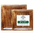 Crocon Square Wood Plates Set of 2, Wooden Dinner Plates Set, 8 Inch & 11 Inch Wood Serving Tray Wooden Plates for Fruit Salad Snacks, Dish Platter Charcuterie Boards, Wood Charger Plates - color: Square Plates - Set of 2 - 8" with 11"