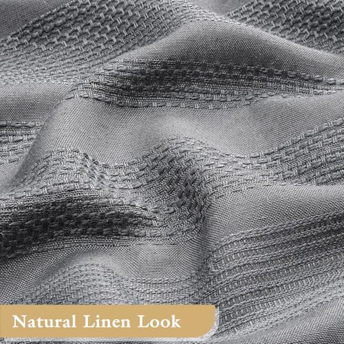 Small Stall Boho Farmhouse Shower Curtain with Tassel, Linen Bohemian French Country Chic Bathroom Shower Curtain Set, Modern Striped Textured Shower Curtain 36x72 - Grey - color: Grey, size: 36"W x 72"L (Pack of 1)