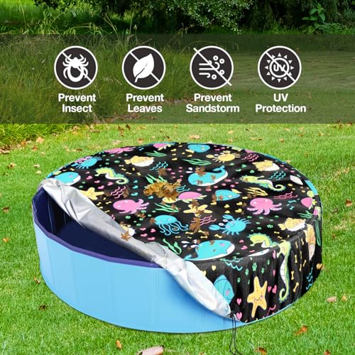 Foldable Round Dog Swimming Pool Cover, for 32 "/63“/48” Collapsible Outdoor Tub, PVC Coating Waterproof and UV Protection, Leakproof Washable Kiddie Pet Small Paddling Bath Accessories - size: XL-71*12 inch