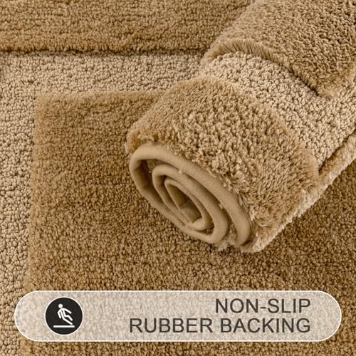 SHACOS Microfiber Bathroom Rugs Set of 3 with Toilet Lid Cover Non Slip | Washable Bath Mat Absorbent Bathroom Carpet 16"x24"+U Shape Toilet Rug 20"x24"+Toilet Lid Cover 19"x21", Mustard - color: Mustard, size: 16"x24"+U-Shape 20"x24"+Lid Cover 19"x21"