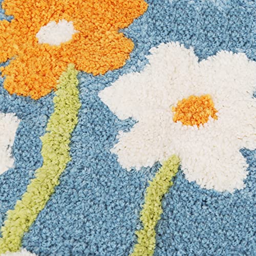 Floral Shag Bath Rug, Extra Soft, High Absorbent, Non-Slip Plush Shaggy Bath Carpet, Machine Washable, Great for Bathroom Floor, Tub and Shower, (19.68"x 31.49", Flowers) - size: 1'8" x 2'7" (Rectangular)
