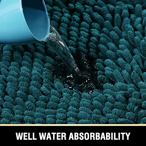 H.VERSAILTEX Bath Mats - Non Slip Luxury Chenille Bathroom Rugs, Extra Soft Absorbent Shaggy, Washable Fast Dry 2 Piece (Dark Teal, 20" x 32"/17" x 24") - color: Dark Teal, size: 20" x 32" Plus 17" x 24"