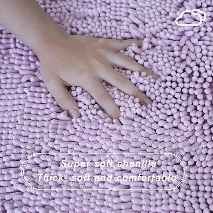 U-Shaped Toilet Rug, Chenille Contour Bathroom Mat, Non-Slip PVC Backing, Machine Washable, 20x20, Lavender - color: Lavender, size: 1'8" x 1'8" (20"x 20"U)