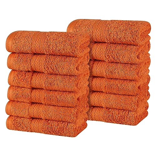 Superior Atlas Cotton Luxury Face Towels, Washcloth Set, Heavyweight, Bathroom Accessories, Kitchen Basics, Spa, Salon, Hotel, Resort, Thick, Ultra-Plush, Highly-Absorbent, Face Towel, Sandstone - color: Sandstone, size: 12-Piece Face Towel Set