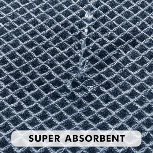MIULEE Set of 2 Waffle Bathroom Rugs, Boho Bath Rugs Non Slip Washable, Super Absorbent Bath Mats, Ultra Soft Rubber Backed Shower Mats for Bathroom Floor, Tub and Shower, Blue, 20x32 Inch - color: Blue, size: 20''x32''