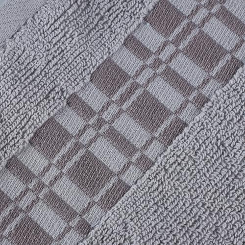 Superior 8-Piece Cotton Towel Set, Geometric Design, Dobby Border, Plush Quick Dry Towels, Decorative Bathroom, Spa, Includes 2 Bath, 2 Hand, 4 Face Towels/Washcloth, Larissa Collection, Chrome - color: Chrome, size: 8 Piece Towel Set