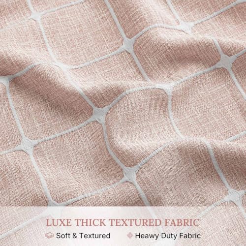 River Dream Farmhouse Pink Shower Curtain with Snap-in Liner, No Hooks Shower Curtain Set, with Tassels for Bathroom Decor,Shower Curtain and Liner with Sheer Window 71x74 Inch - color: Pink, size: 71"W x 74"L (Pack of 1)