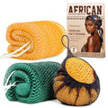 2 Pack African Net Sponge Exfoliating Body Scrubber Bath Sponge for Daily Use (Yellow + Dark Green) - color: Yellow + Dark Green