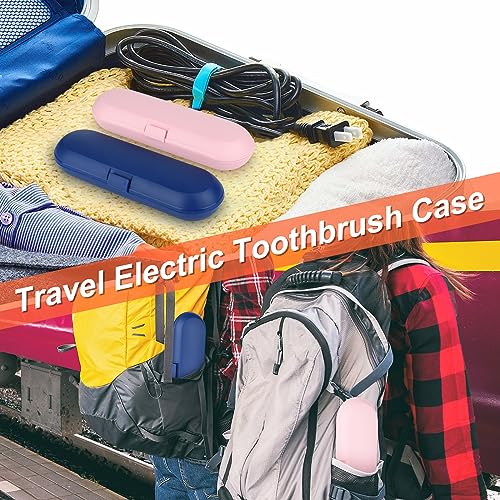 Cosmos Pack of 2 Plastic Travel Case Toothbrush Carrying Case Holder Container Compatible with Oral B Pro and also for Sonicare & Other Toothbrush - color: Deep Blue + Pink