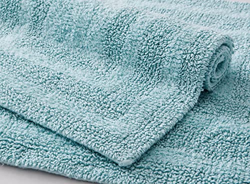 Eddie Bauer - Bathroom Rug, 100% Soft Plush Tufted Cotton Runner Rug, Highly Absorbent, Quick-Dry, and Skid-Resistant Backing (Logan Turquoise, 22" x 60") - color: Turquoise, style: 22" x 60"
