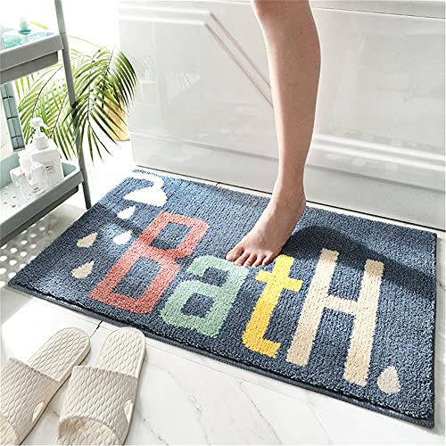 Bath Rugs Non Slip Washable Cute Navy Blue Bathroom Mats,Extra Soft Microfiber Water Absorbent Shower Toilet Set for Bathroom,Kids,Indoor-20 x32/50x80cm - size: 20 x 32 inches