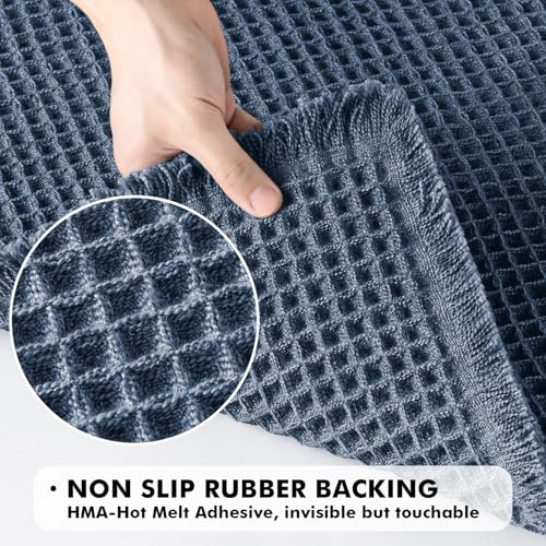 MIULEE Set of 2 Waffle Bathroom Rugs, Boho Bath Rugs Non Slip Washable, Super Absorbent Bath Mats, Ultra Soft Rubber Backed Shower Mats for Bathroom Floor, Tub and Shower, Blue, 17x24 Inch - color: Blue, size: 17''x24''