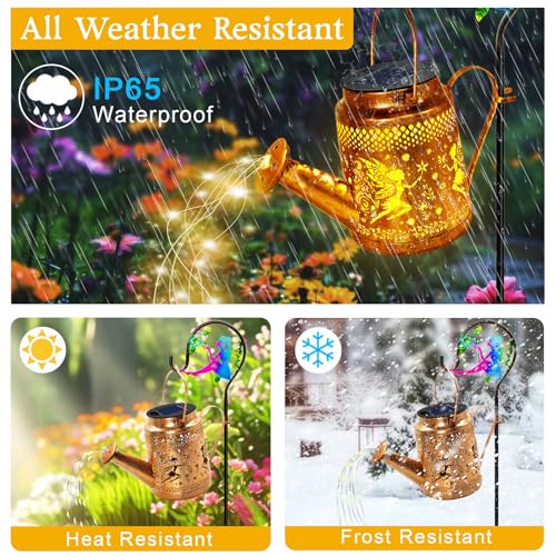 ANGMLN Fariy Solar Lights Outdoor Waterproof, Solar Watering Can Lights with Shepherd Hook, Metal Angel Hanging Lantern Garden Decor Yard Outside Patio Lawn, Gifts for Mom Grandma Women Birthday - color: Fairy
