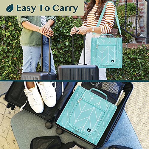 PAVILIA Extra Large Toiletry Bag Travel Bag for Women Men, Hanging Cosmetic Organizer, Water Resistant Makeup Bag for Accessories Toiletries, Travel Essentials Kit (Teal Chevron) - color: Teal Chevron, size: Extra Large (12x6x12.5)
