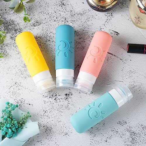 Zafit Travel Bottles for Toiletries, TSA Approved Travel Containers 3oz Leak Proof Travel Tubs Refillable Liquid Travel Accessories for Shampoo Conditioner Lotion Body Wash(Multicolored B) - color: Multicolored B