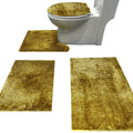 Madeals Chenille Bath Rug Sets 4 Piece with Toilet Lid Cover and Rug Set Combo, Soft Shaggy Bath Rug Set 3 Piece and U-Shaped Toilet Floor Rug Golden - color: Golden, size: 1'3" x 2'8" (Square)