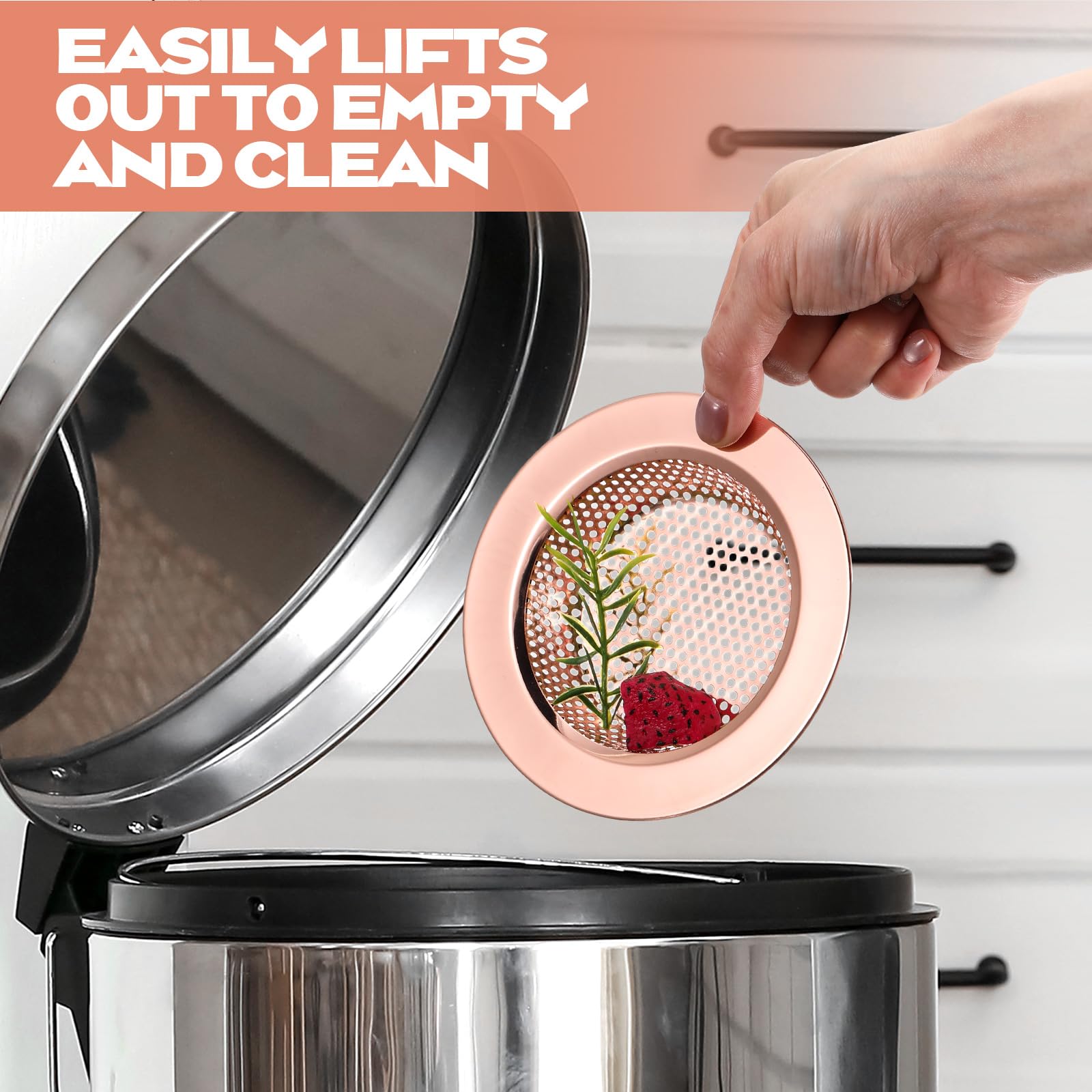 Retisee 2 Pcs Sink Strainer Stainless Steel Kitchen Sink Drain Strainer Basket Cover Mesh Hair Food Catcher, Large Wide Rim of 4.4 Diameter(Rose Gold) - color: Rose Gold