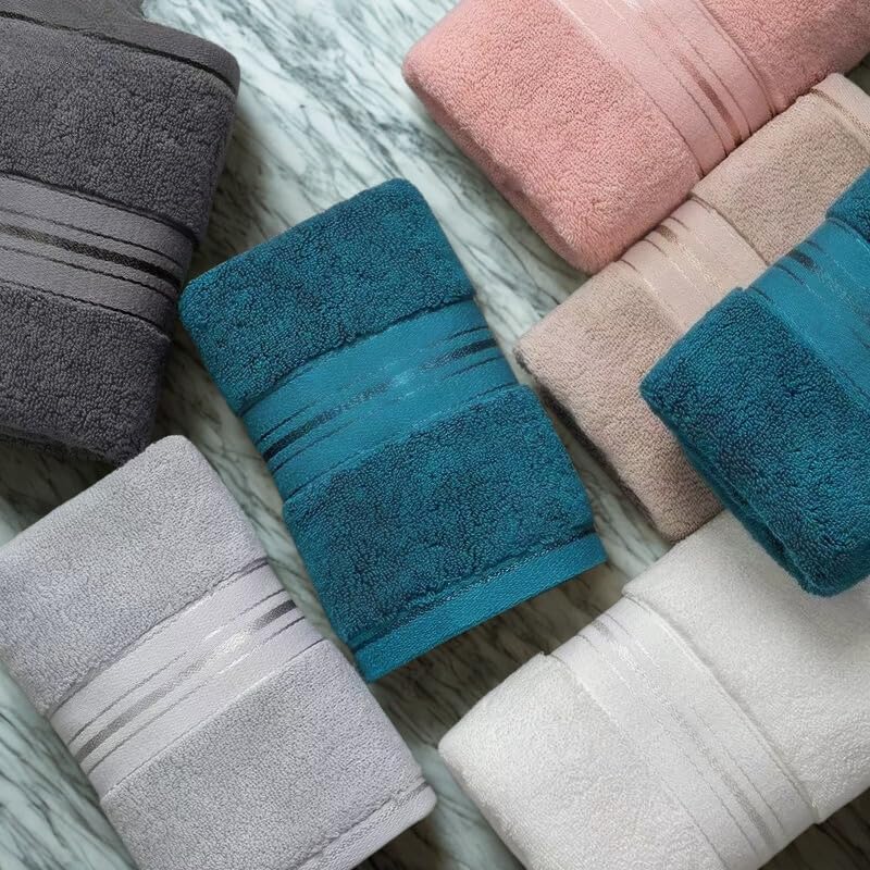3-Piece Luxury Bath Towel Set, Super Soft Long-Staple Cotton, Bath Face and Hand Towels, Spa Hotel-Style for Bathroom and Daily Use (Blue)
