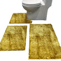 Madeals Chenille Bath Rug Set 3 Piece Bathroom Contour Rugs Combo, Soft Shaggy 2 Piece Bath Shower Mat and U-Shaped Toilet Floor Rug Golden - color: Golden, size: 20"x 32"/16"x 24"/Contour/