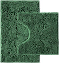 Bathroom Rugs Sets 2 Piece,Super Absorbent Chenille Bath Mats and U-Shaped Toilet Rug,Strong PVC Non Slip Backing,Microfiber Washable Dry Quickly Bath Mats for Bathroom(20"x32"+20"x20"U, Dark Green) - color: Dark Green