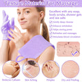 Anezus Exfoliating Back Scrubber Bath Gloves Set, Exfoliating Shower Towel with Shower Gloves for Body Scrub, Back Cleaner Wash Gloves to Remove Dead Skin (Purple) - color: Purple