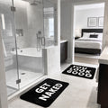 2PCS Get Naked Bath Mat & You Look Good Bath Rug, Funny Bathroom Rug Set | Black-and-White Microfiber Rugs, 16 X 24 In Each; Absorbent Pile, Non-Slip TPR Backing, Machine Washable For Samll Bathrooms - color: Black and White